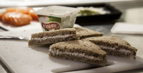 Vardags-potatissoppa med Lax & Chévre-toast.