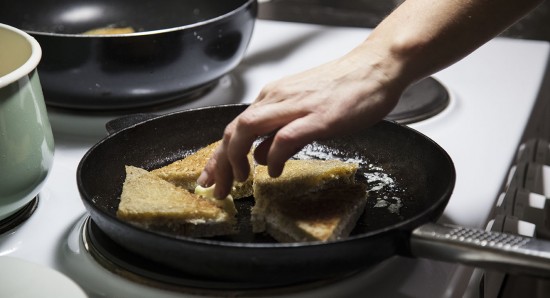 Vardags-potatissoppa med Lax & Chévre-toast.